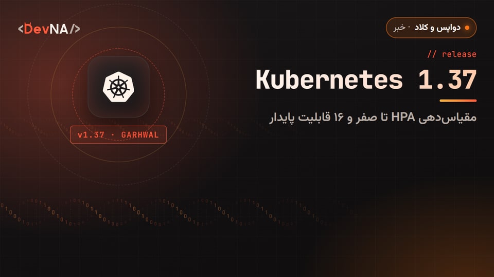 کاور گرافیکی DevNA با عنوان «Kubernetes 1.37»: مقیاسدهی HPA تا صفر و ۱۶ قابلیت پایدار